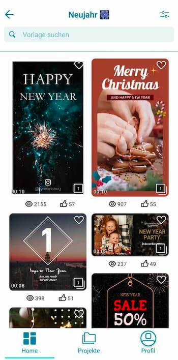 Promeo App - Silvestervideos mit Vorlagen erstellen